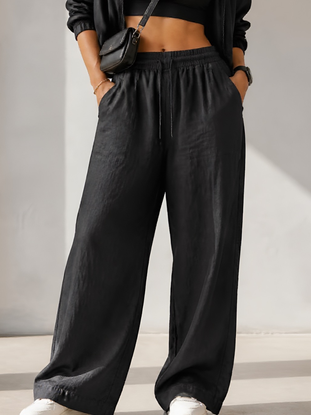 Athleta Retreat Linen High Waist Wide-Leg Drawstring Lounge Pants Athleisure